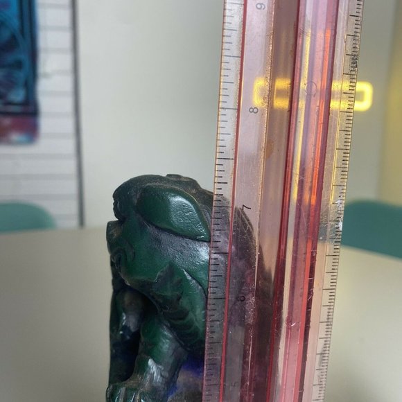 Vintage Pair Foo Dog Guardian Lion Dragon Figurines Statues 7.25” Dark Green - Picture 8 of 8